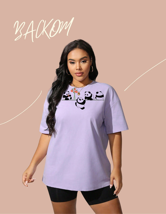 Playful Pandas Lavender Oversized Tee